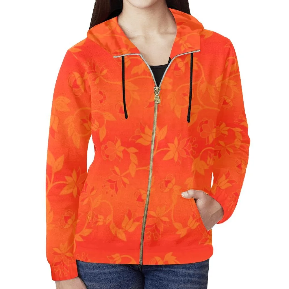 Orange Days - Orange Full Zip Hoodie for Women