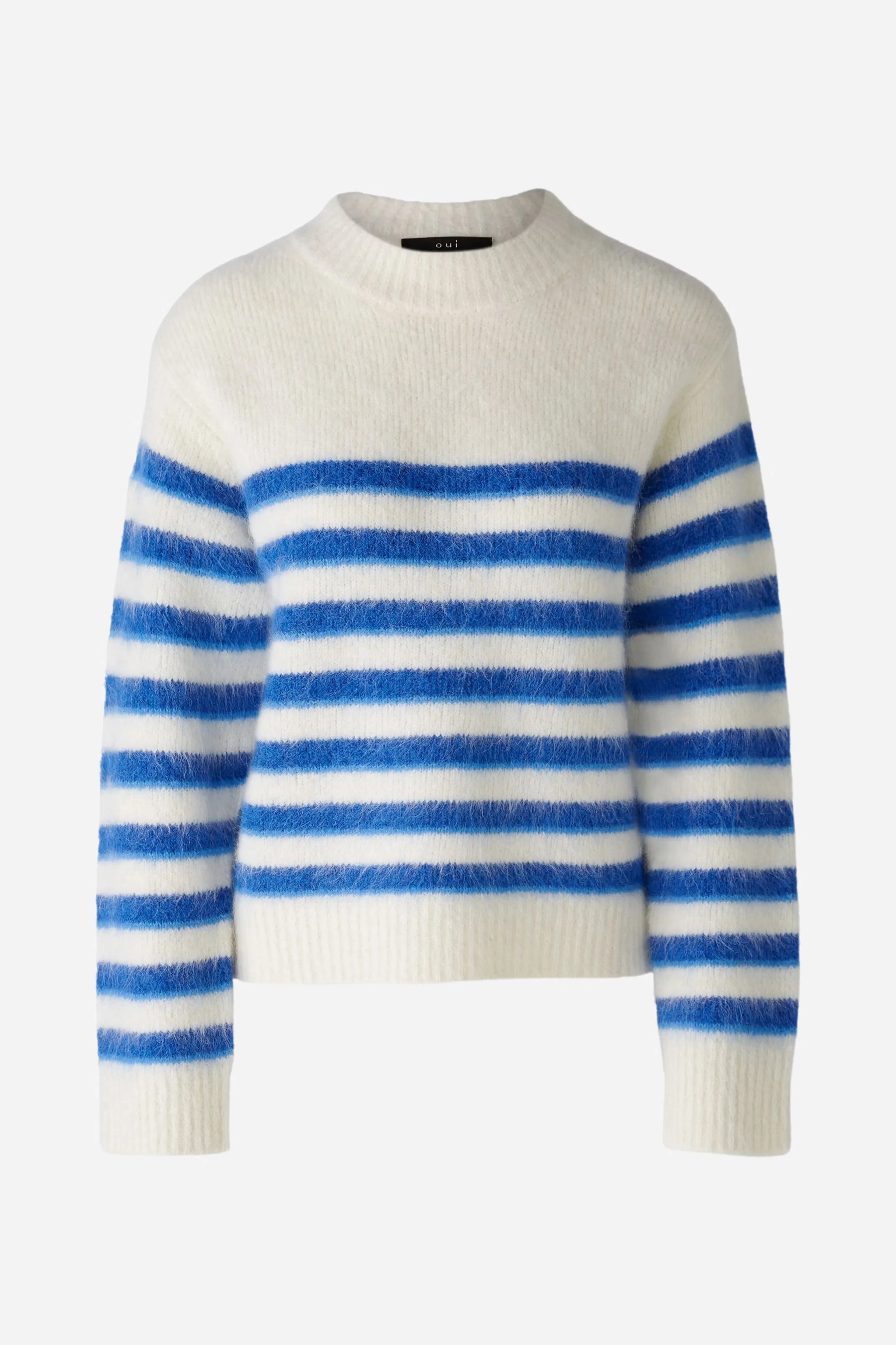 Oui Alpaca Blend Knit Sweater Offwhite/Blue