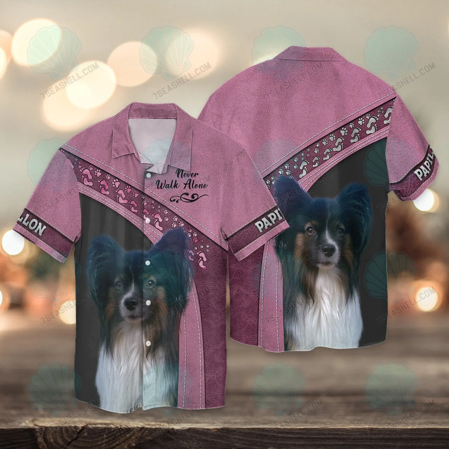 Papillon Pink Love Never Walk Alone 3D Full Print Shirts, Christmas Dog Memorial Gifts for loss of Dog