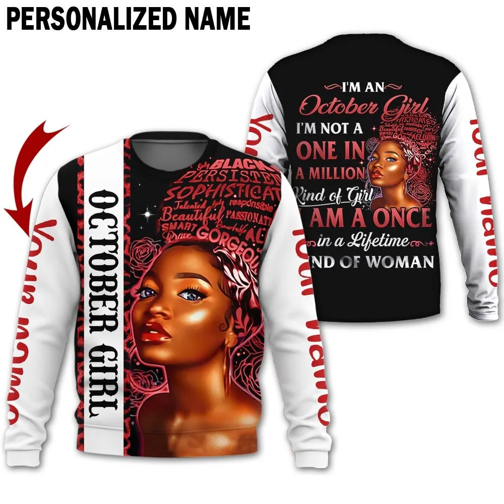 Personalized Name Birthday Outfit October Girl Red Kind Of Woman All Over Printed Birthday Shirt