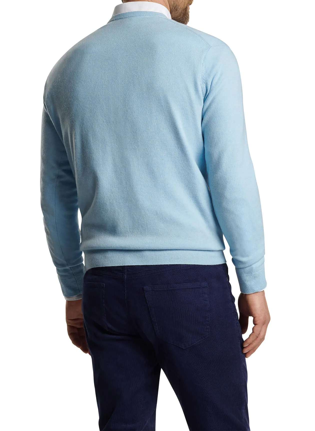 Peter Millar Crown Heritage Cashmere Custom V-Neck Sweaters, Cottage Blue