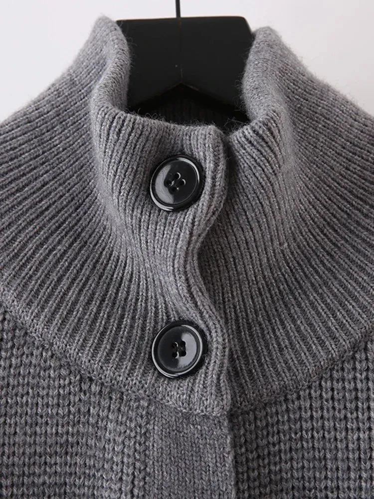 Pre Order:  Turtleneck Button-Down Long Knitted Sweater