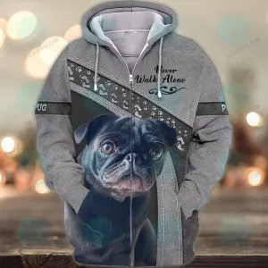 Pug Love Never Walk Alone 3D Full Print Christmas Loss of Dog Shirts