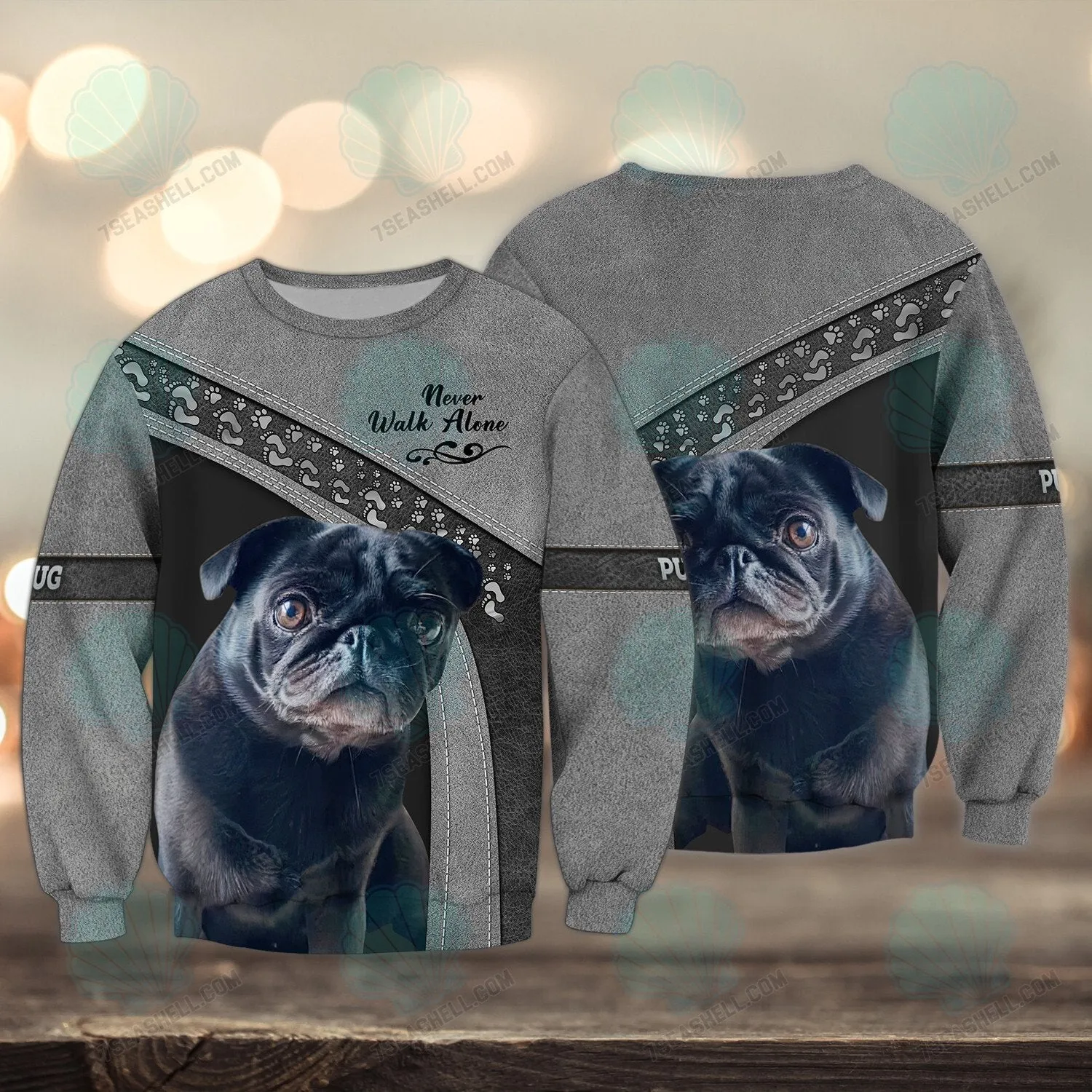 Pug Love Never Walk Alone 3D Full Print Christmas Loss of Dog Shirts