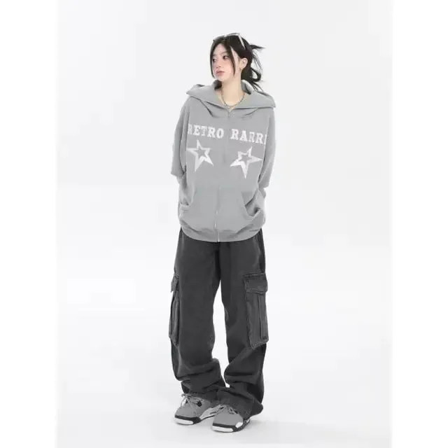 "Y2K Zip-Up Sweatshirt Women's Hoodie Streetwear