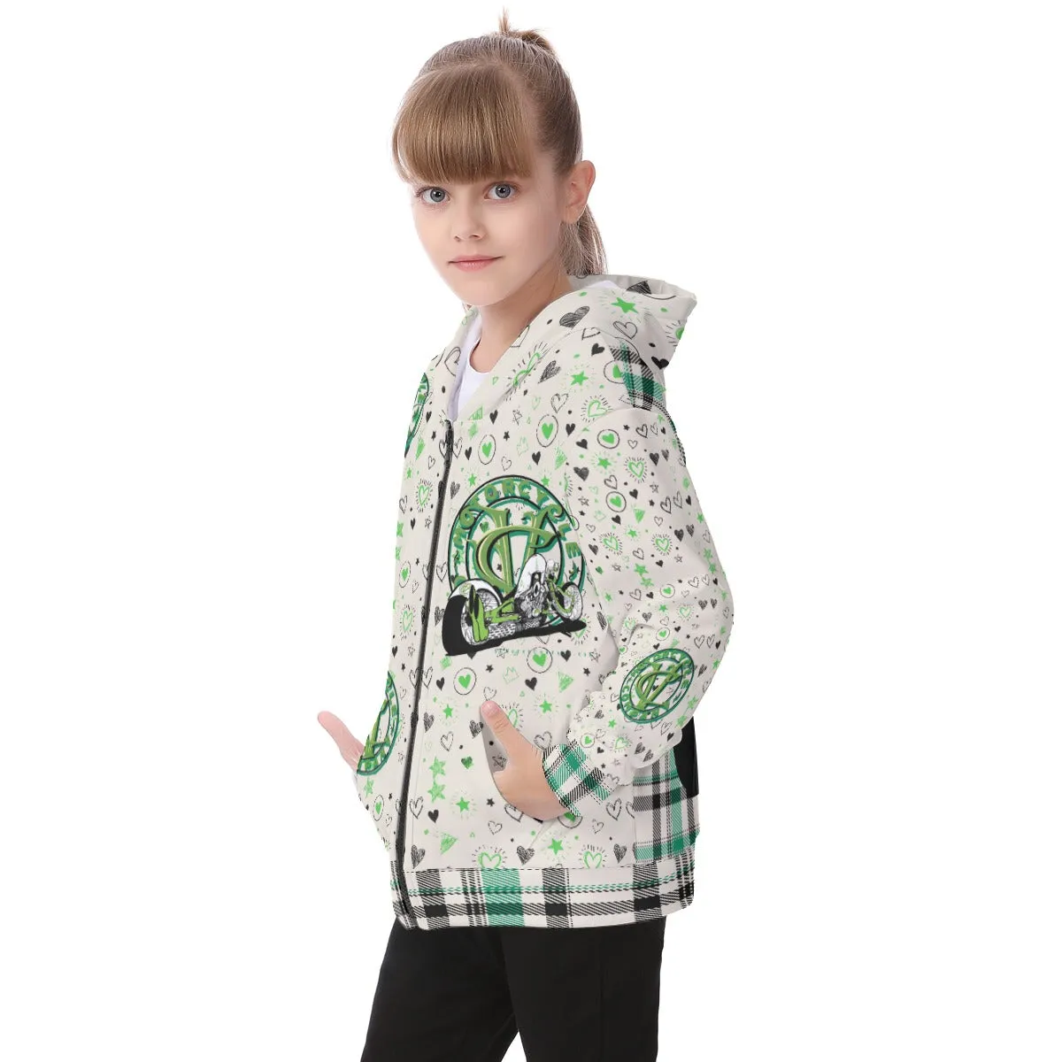 Rayne - Kid's Motorcycle Heavy Fleece Zip Up Hoodie