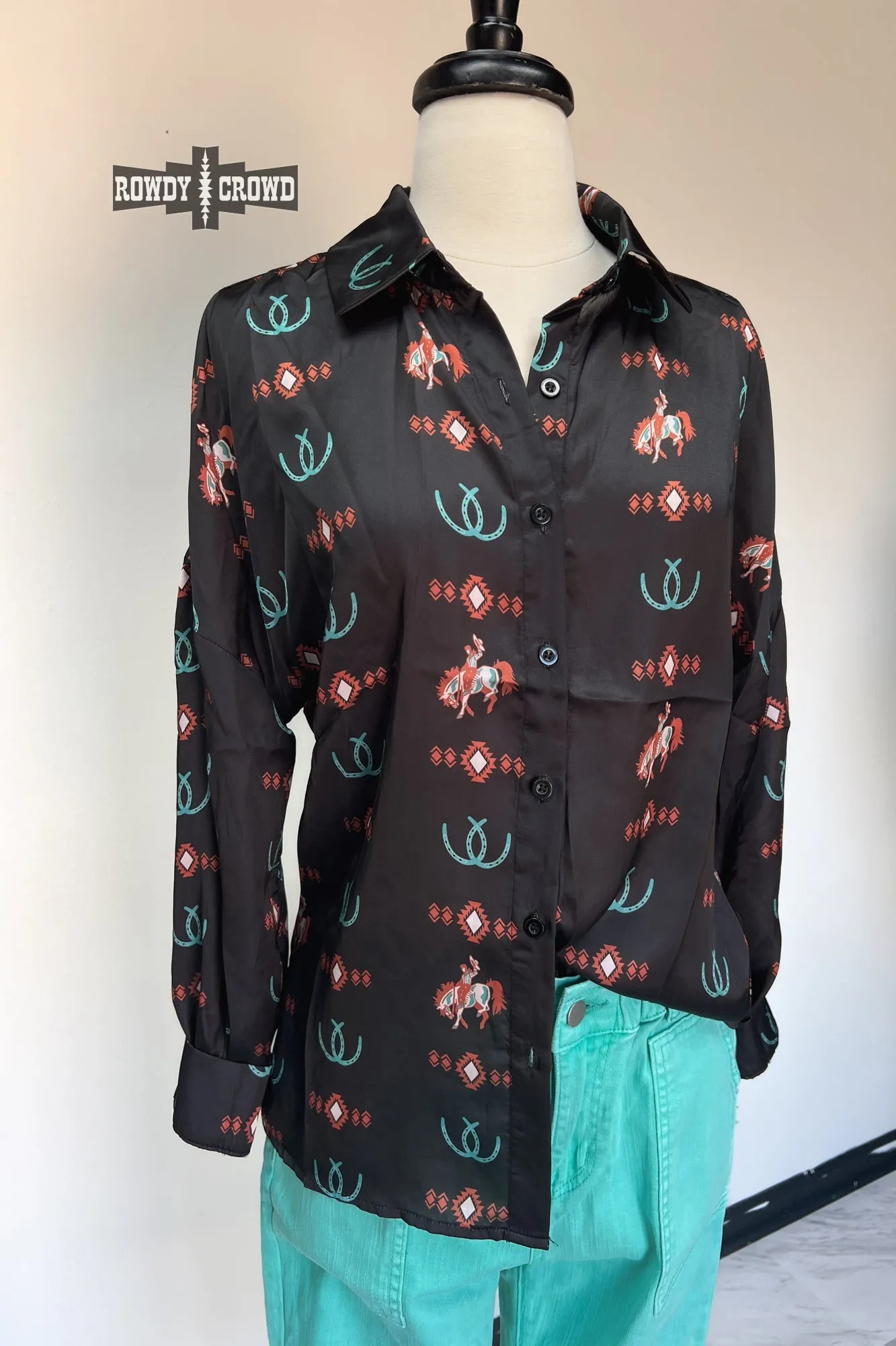 Rodeo Sweetheart Silky Button Up