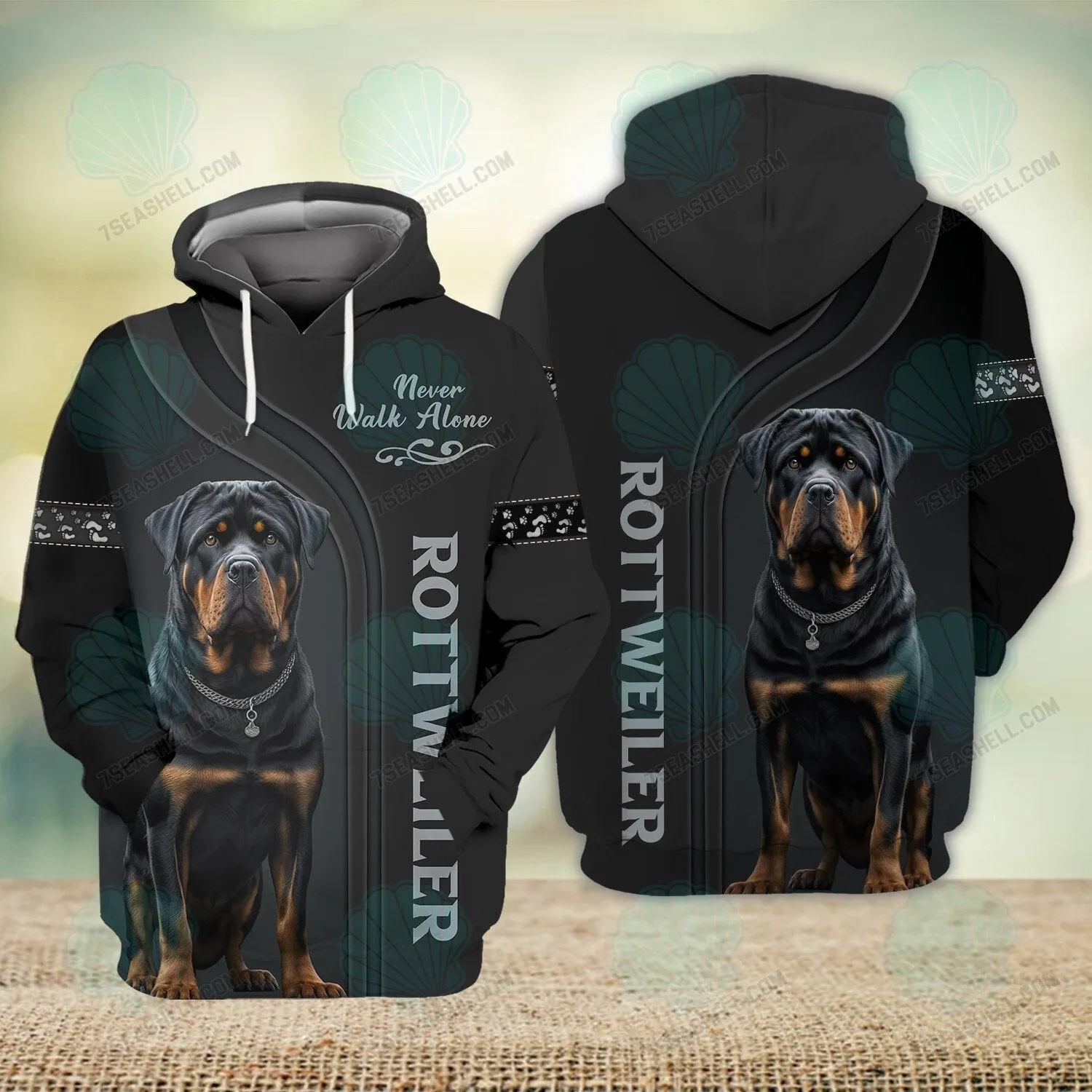 Rottweiler Lover Never Walk Alone 3D Full Print Shirts, Christmas Dog Memorial Gifts for loss of Dog