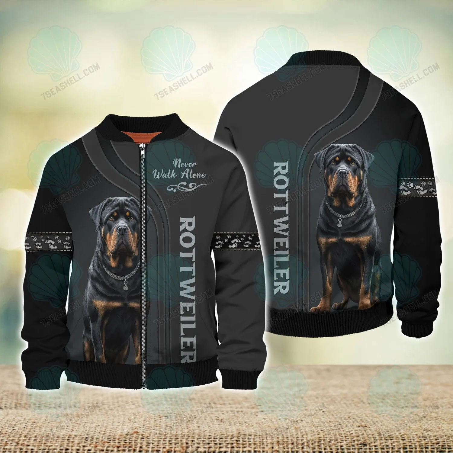 Rottweiler Lover Never Walk Alone 3D Full Print Shirts, Christmas Dog Memorial Gifts for loss of Dog