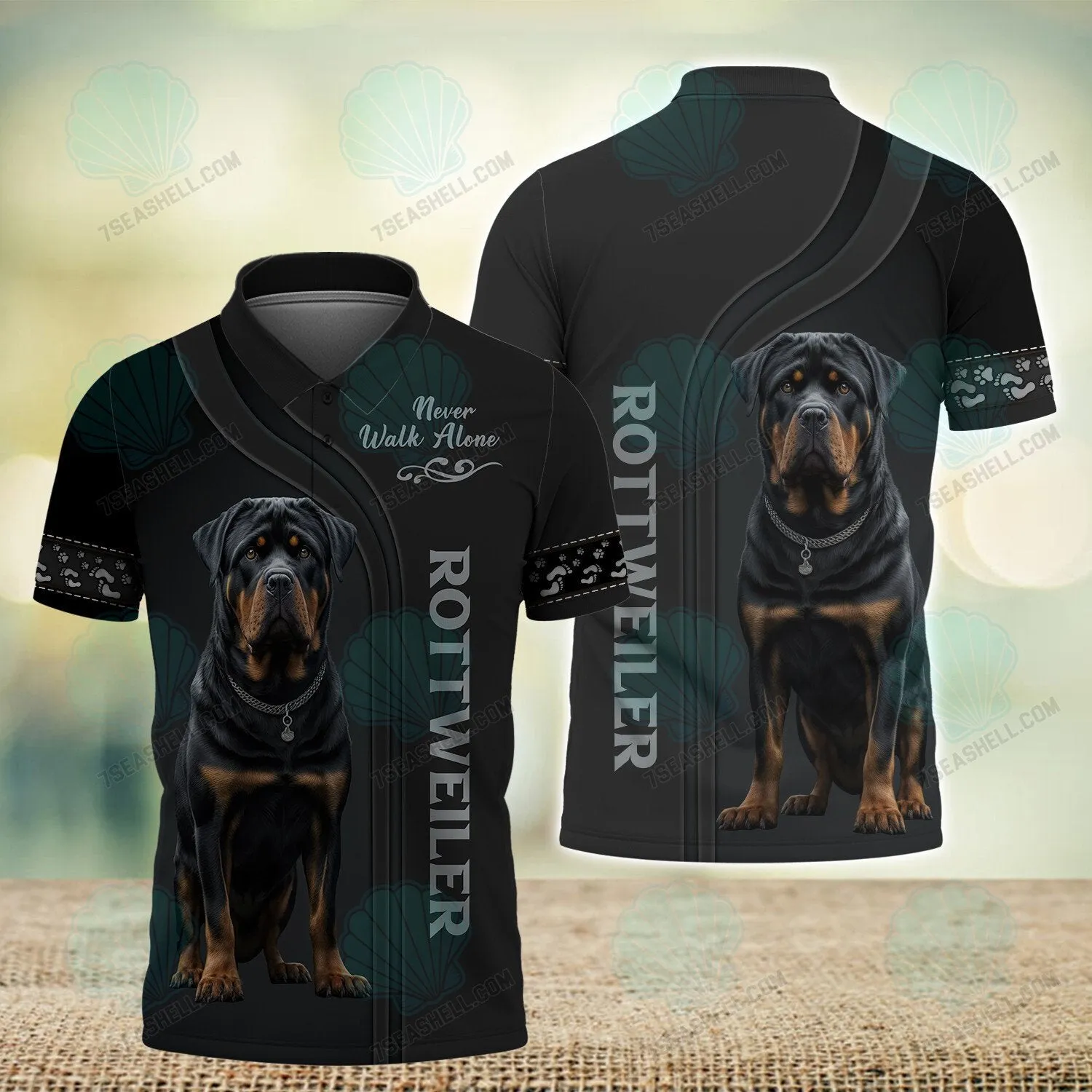 Rottweiler Lover Never Walk Alone 3D Full Print Shirts, Christmas Dog Memorial Gifts for loss of Dog