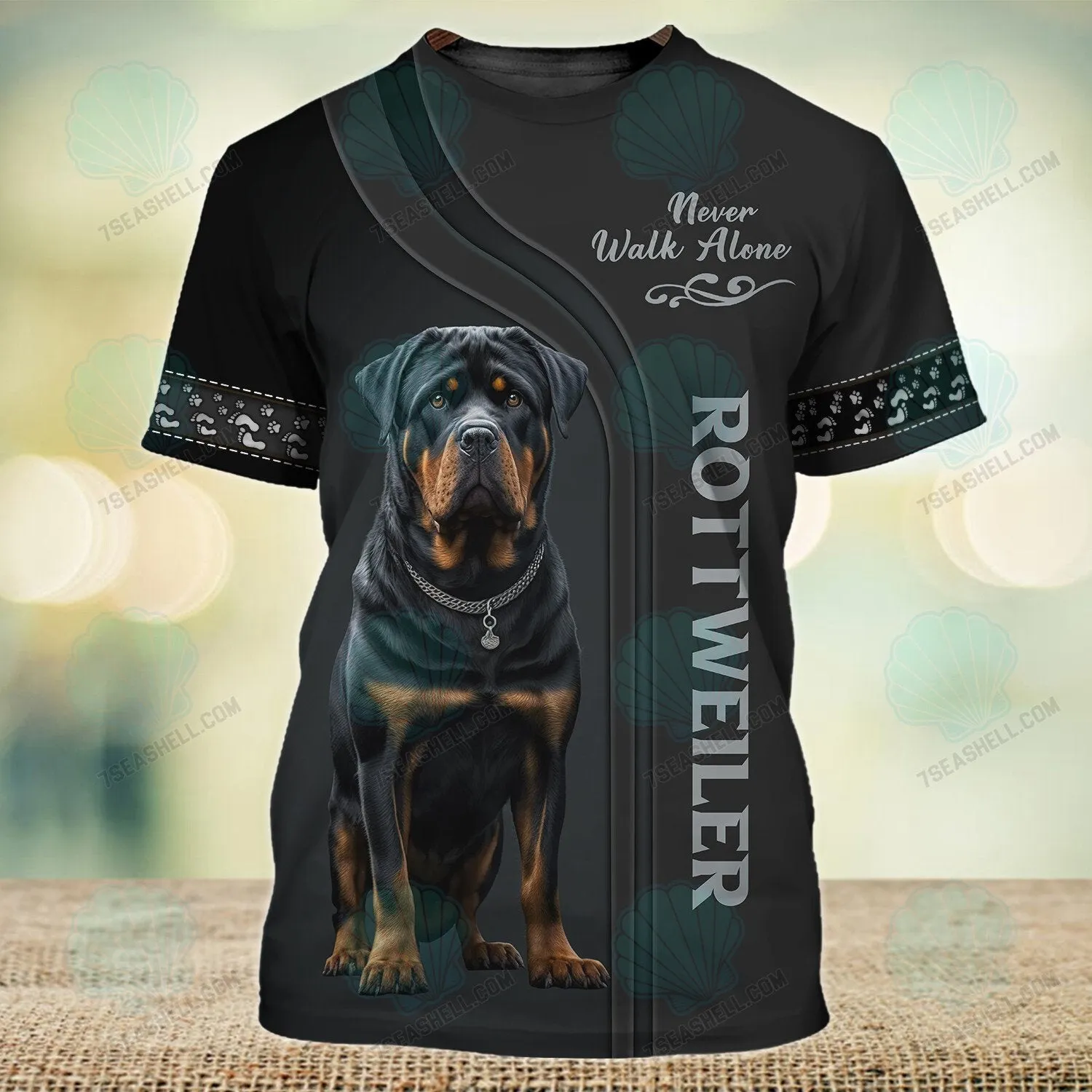 Rottweiler Lover Never Walk Alone 3D Full Print Shirts, Christmas Dog Memorial Gifts for loss of Dog