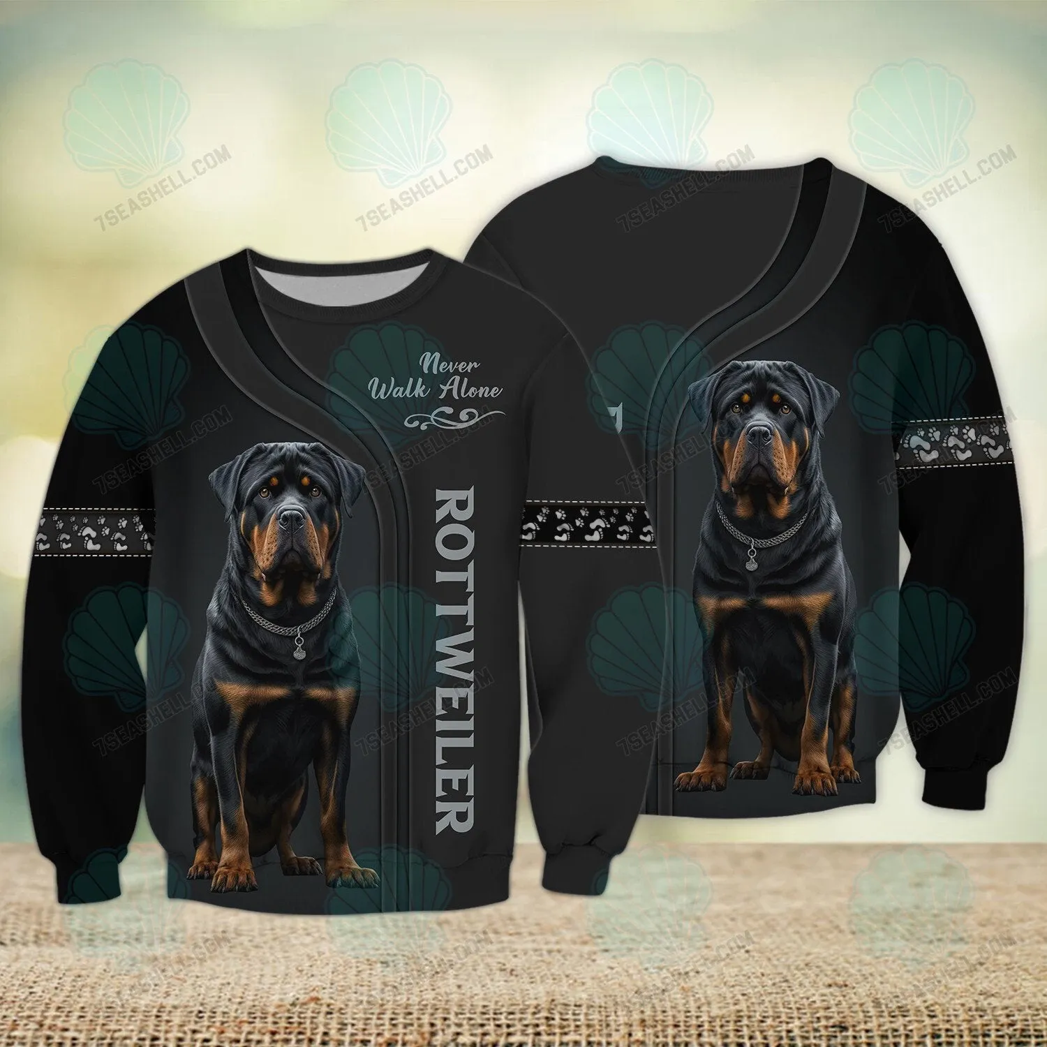 Rottweiler Lover Never Walk Alone 3D Full Print Shirts, Christmas Dog Memorial Gifts for loss of Dog