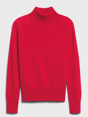 Seamless Merino Turtleneck Sweater in Responsible Wool in Red Sunset