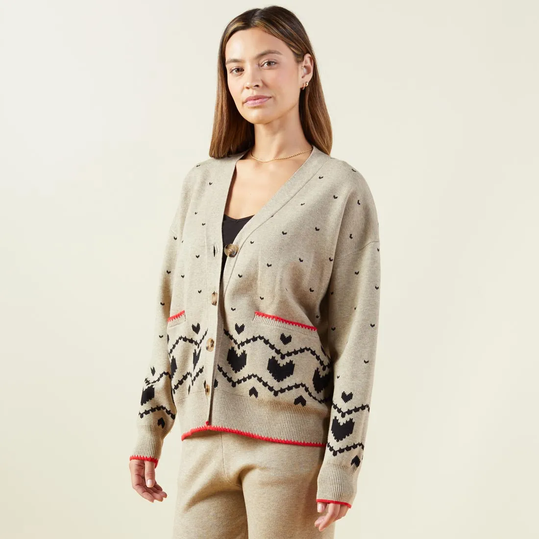 Soft Knit Heart Fair Isle Cardigan