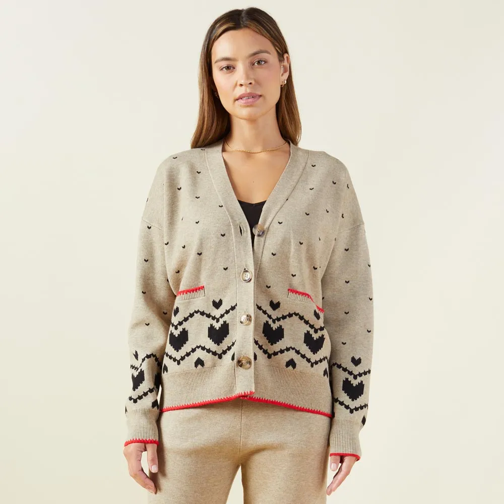 Soft Knit Heart Fair Isle Cardigan