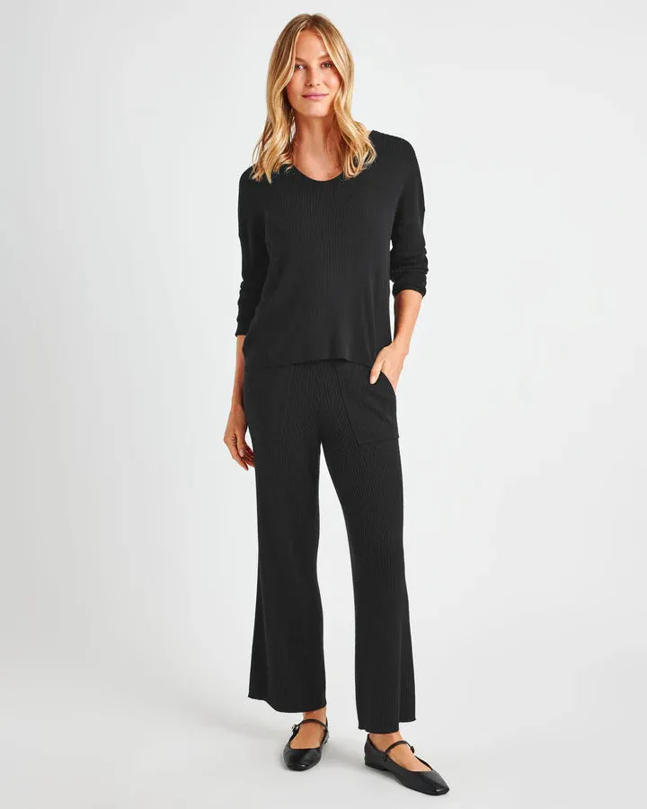 SPLENDID GEORGIE RIB SS SWEATER BLACK