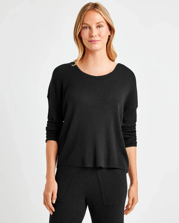 SPLENDID GEORGIE RIB SS SWEATER BLACK