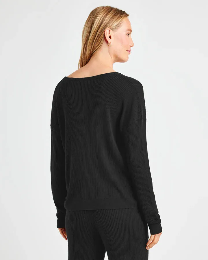 SPLENDID GEORGIE RIB SS SWEATER BLACK