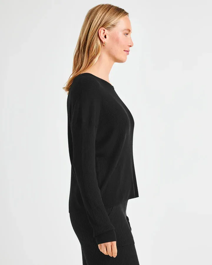 SPLENDID GEORGIE RIB SS SWEATER BLACK