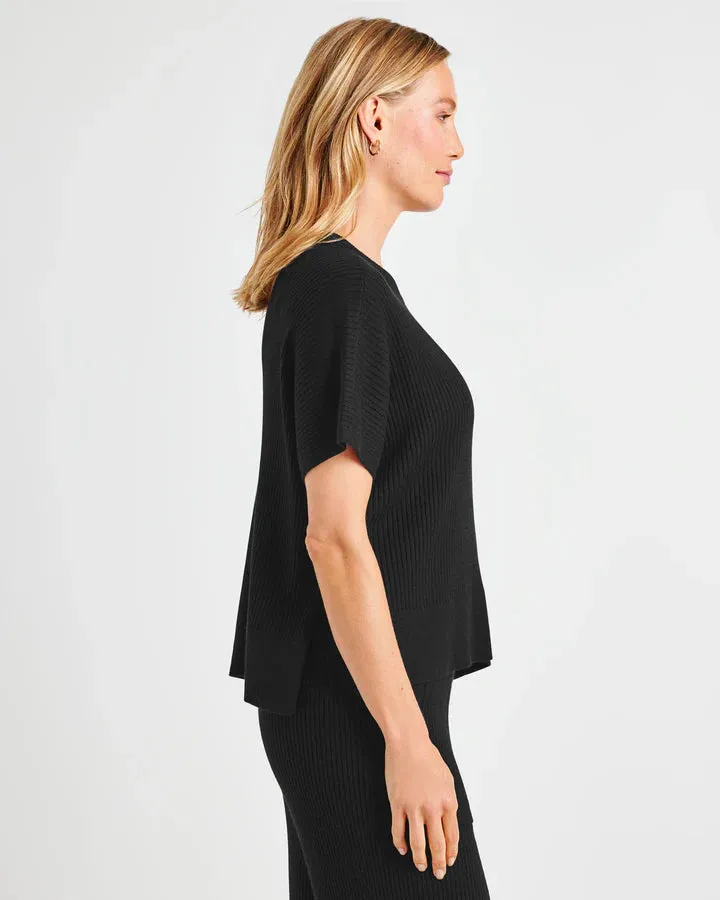 SPLENDID GEORGIE RIB SS SWEATER BLACK