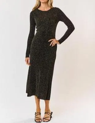 Spotlight Moment Sparkle Knit Body Con Midi Dress