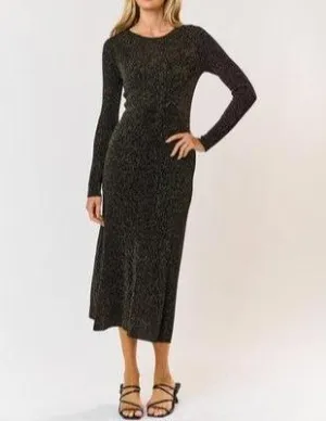 Spotlight Moment Sparkle Knit Body Con Midi Dress