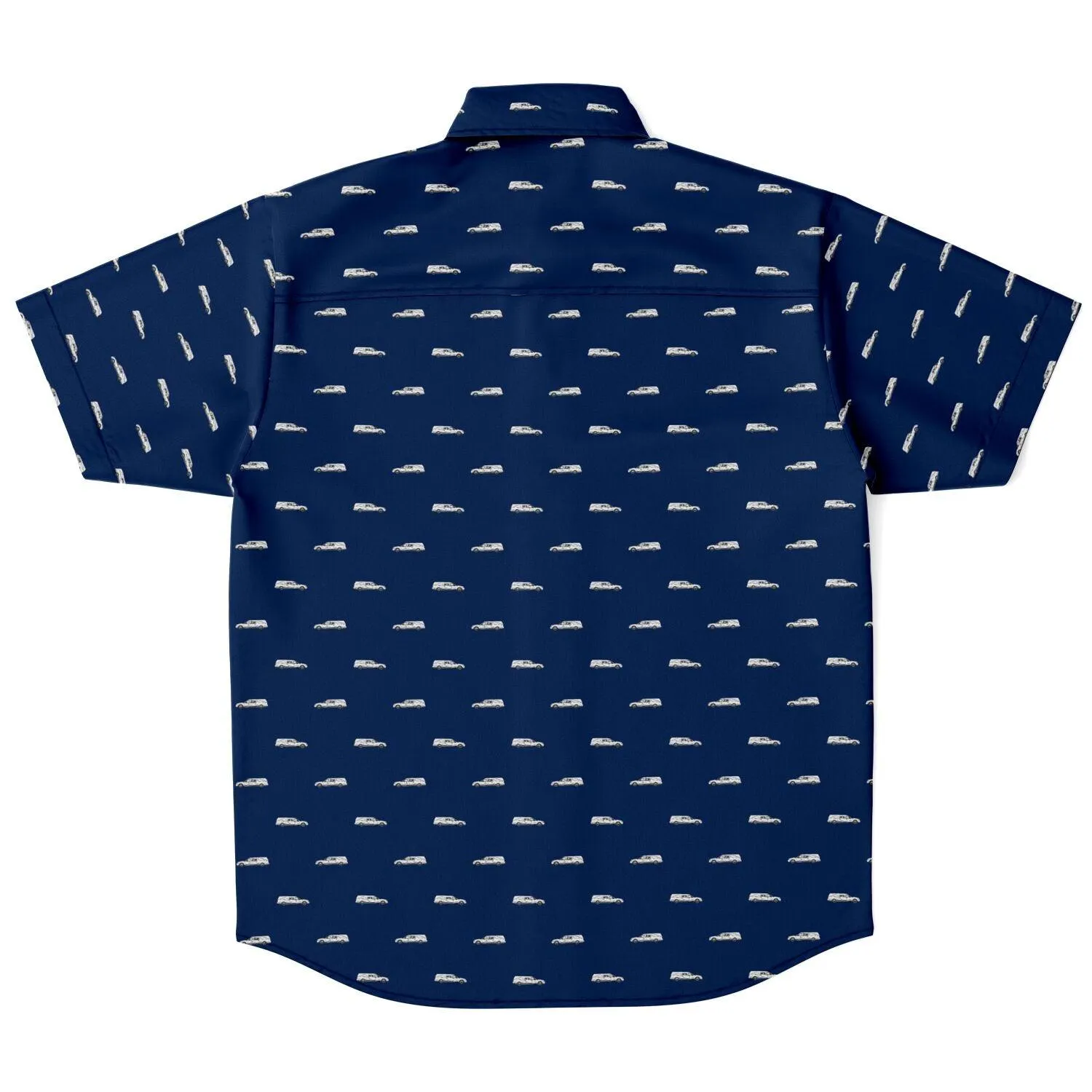 Subtle-Tee White Hearse on Navy Blue