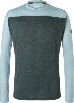 super.natural Men&#x27;s Contrast Long Sleeve Urban Chic Melange/Cloud Blue | Buy super.natural Men&#x27;s Contrast Long Sleeve Urban Chic Melange/Cloud Blue here | Outnorth