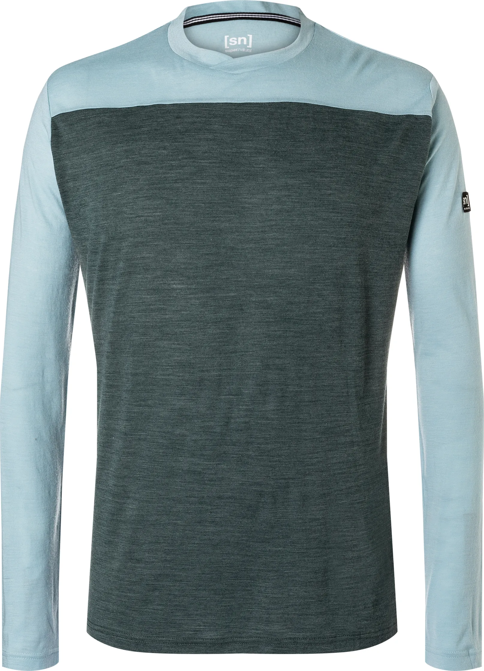 super.natural Men&#x27;s Contrast Long Sleeve Urban Chic Melange/Cloud Blue | Buy super.natural Men&#x27;s Contrast Long Sleeve Urban Chic Melange/Cloud Blue here | Outnorth