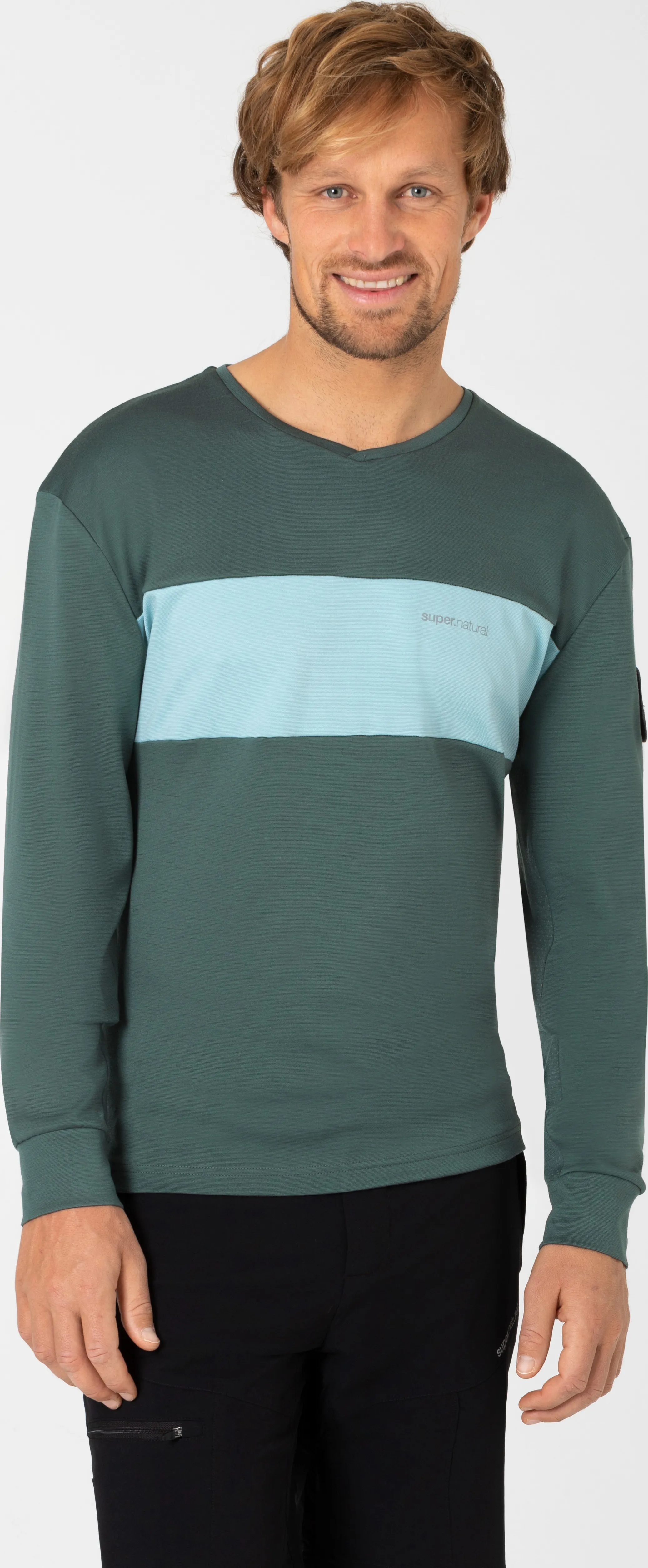 super.natural Men&#x27;s Gravier Long Sleeve Urban Chic/Cloud Blue | Buy super.natural Men&#x27;s Gravier Long Sleeve Urban Chic/Cloud Blue here | Outnorth