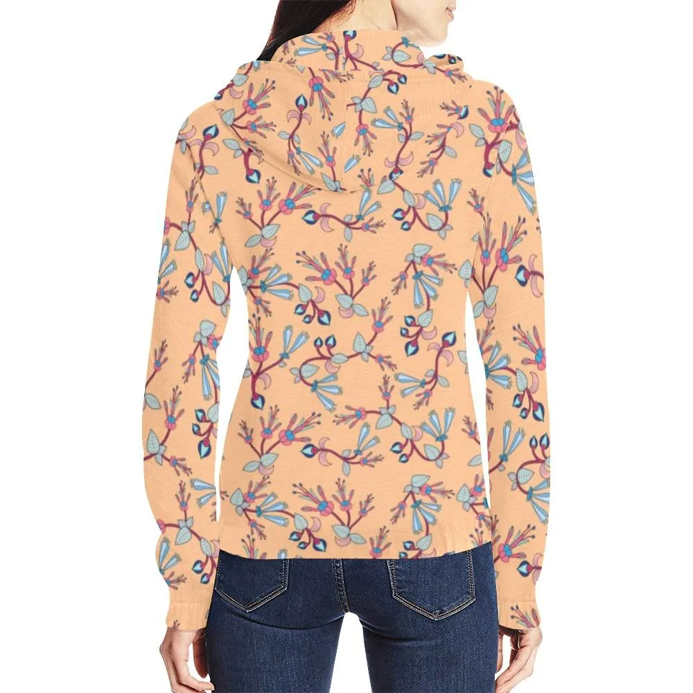 Swift Floral Peache Full Zip Hoodie for Women