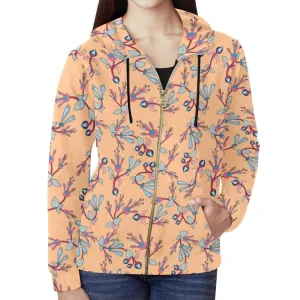 Swift Floral Peache Full Zip Hoodie for Women