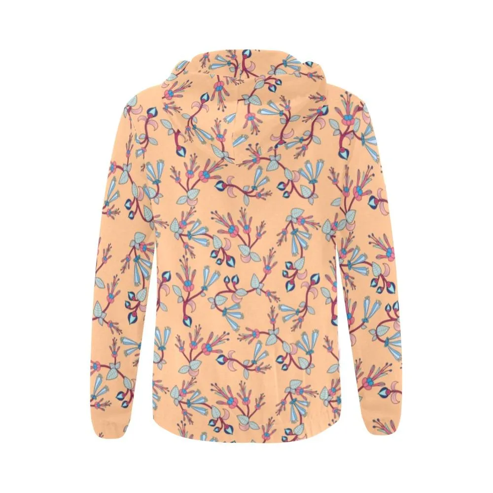 Swift Floral Peache Full Zip Hoodie for Women