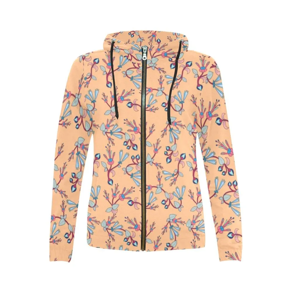 Swift Floral Peache Full Zip Hoodie for Women