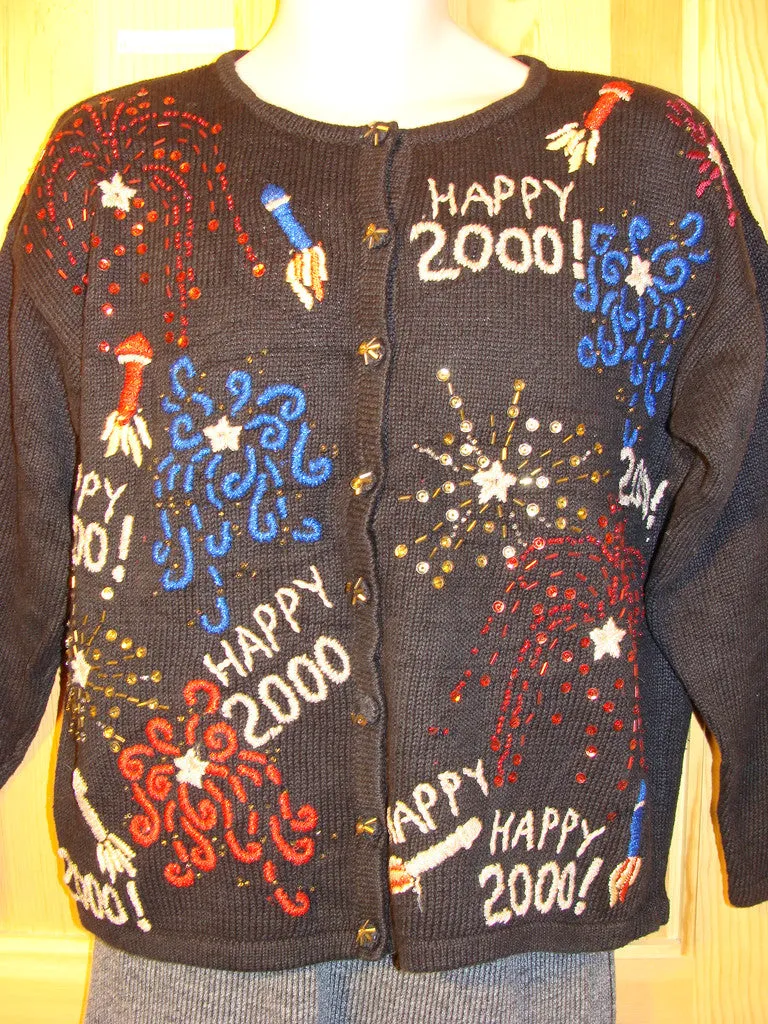 Tacky Ugly Christmas Sweater "Happy New Year 2000" (f461)