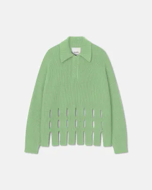 Thiago - Cut-Out Cashmere-Blend Polo-Neck Sweater - Pale Green