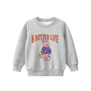 Toddler/Kid Girl's Bunny Print Design Gray Sweatshirt