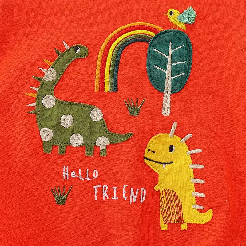 Toddler/Kid's Red Sweatshirt with Cartoon Dinosaur Print