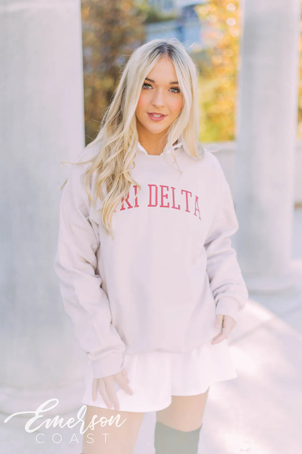 Tri Delta Varsity Sand Sweatshirt