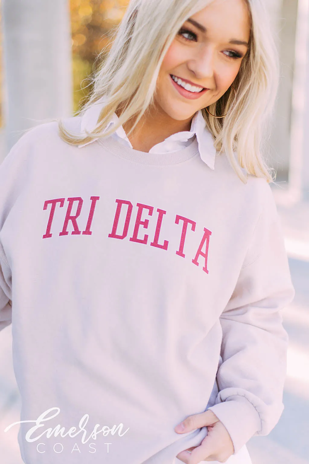 Tri Delta Varsity Sand Sweatshirt