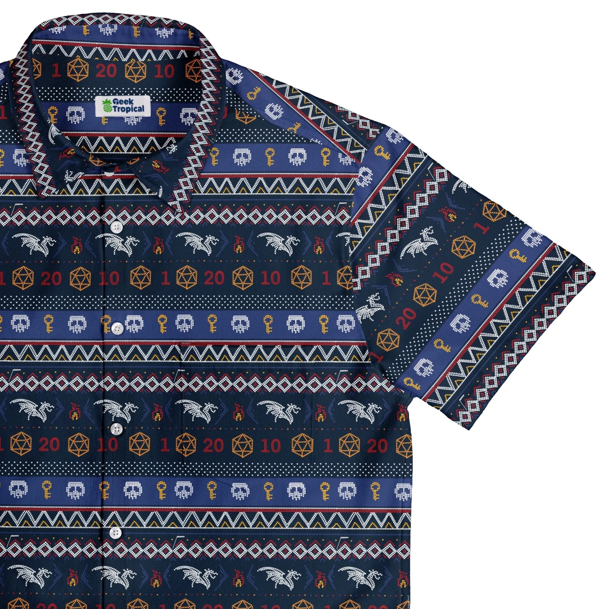 Ugly Christmas Sweater DND Adventure Button Up Shirt