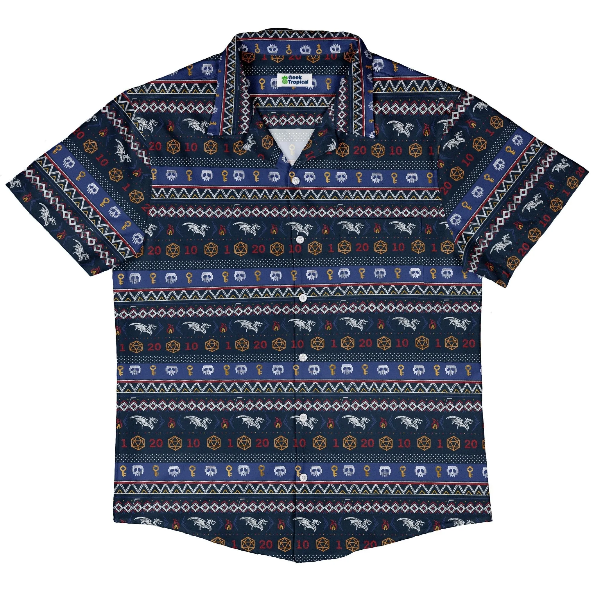 Ugly Christmas Sweater DND Adventure Button Up Shirt