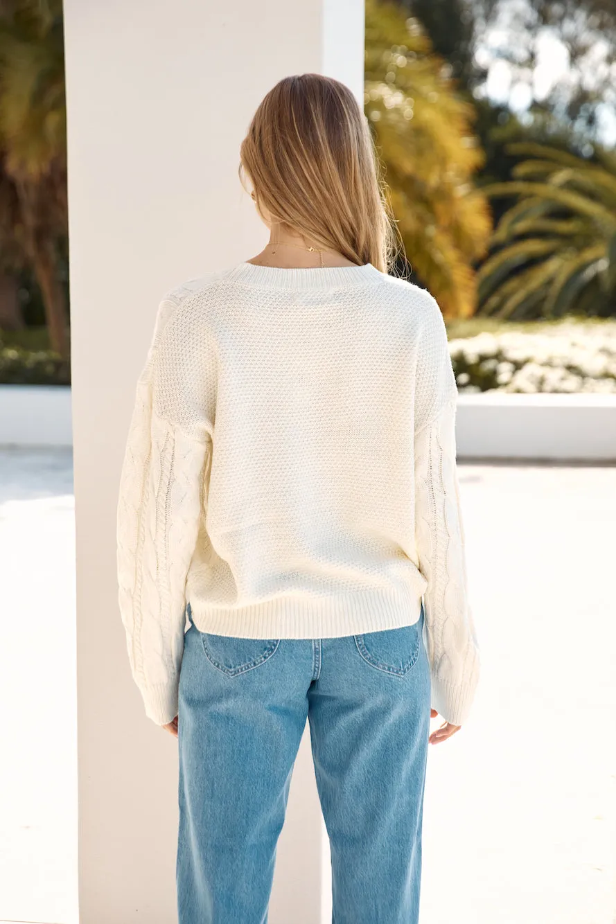 Warm Embrace Cable Knit Sweater Cream