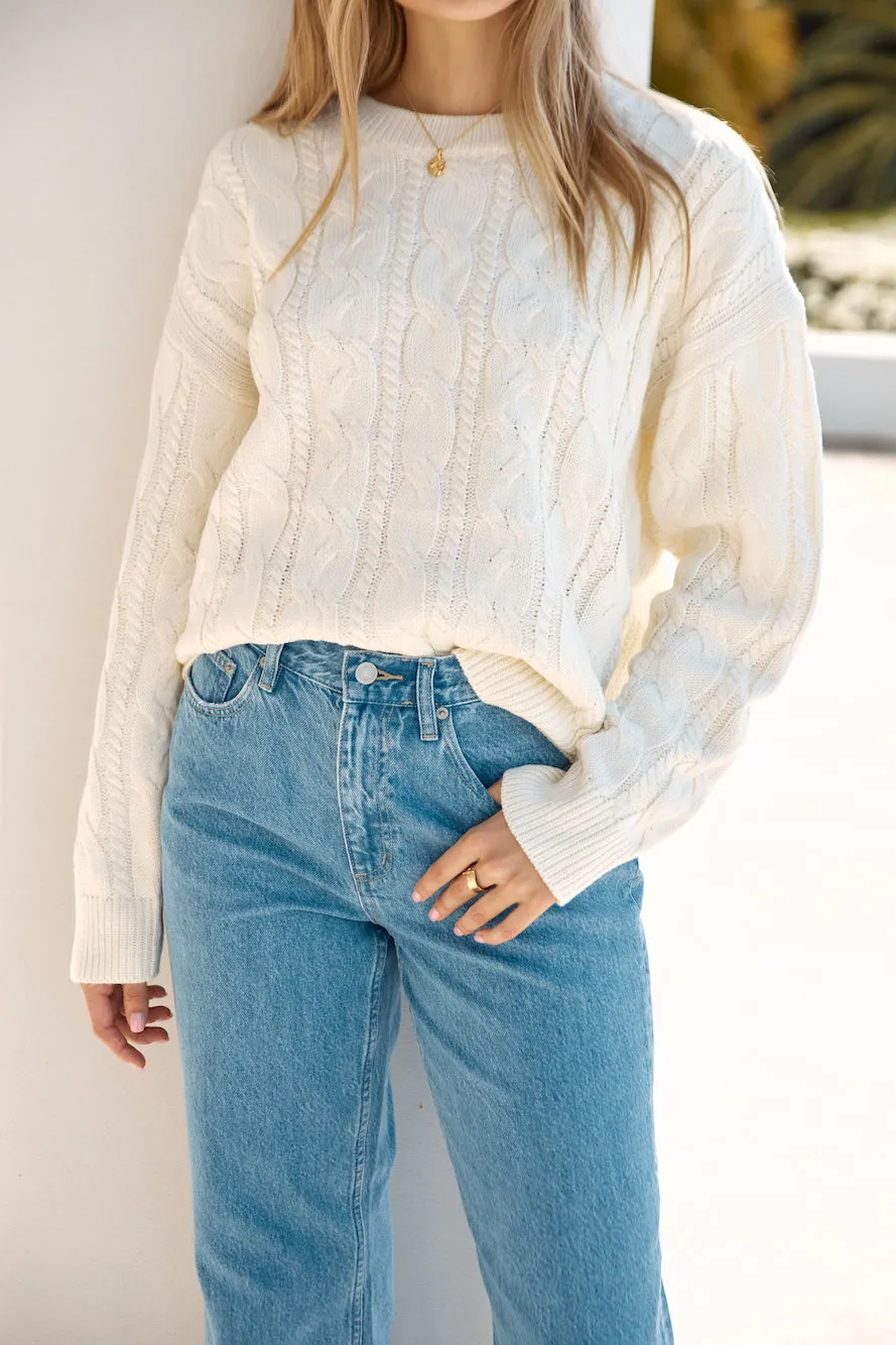 Warm Embrace Cable Knit Sweater Cream