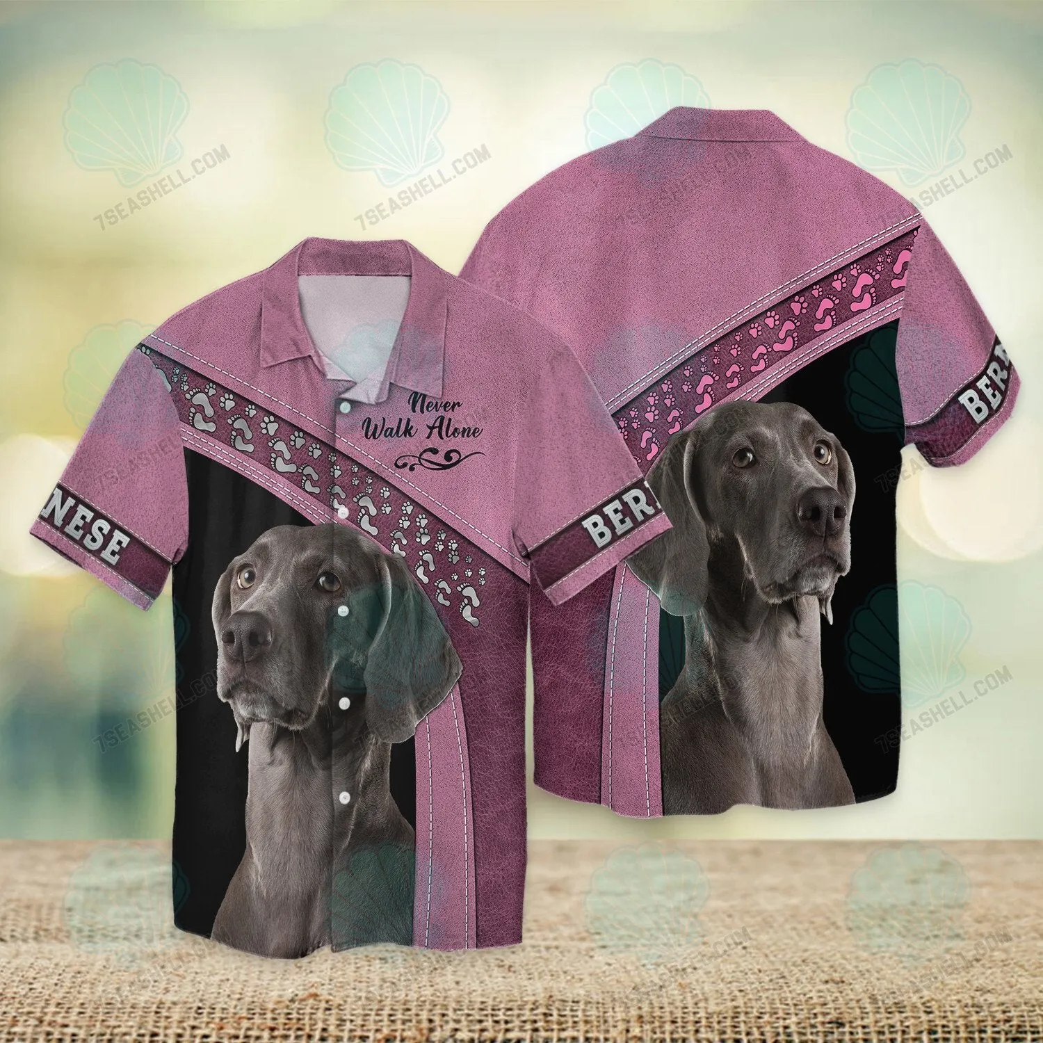 Weimaraner Love Pink Never Walk Alone 3D Full Print Shirts, Christmas Dog Memorial Gifts for loss of Dog