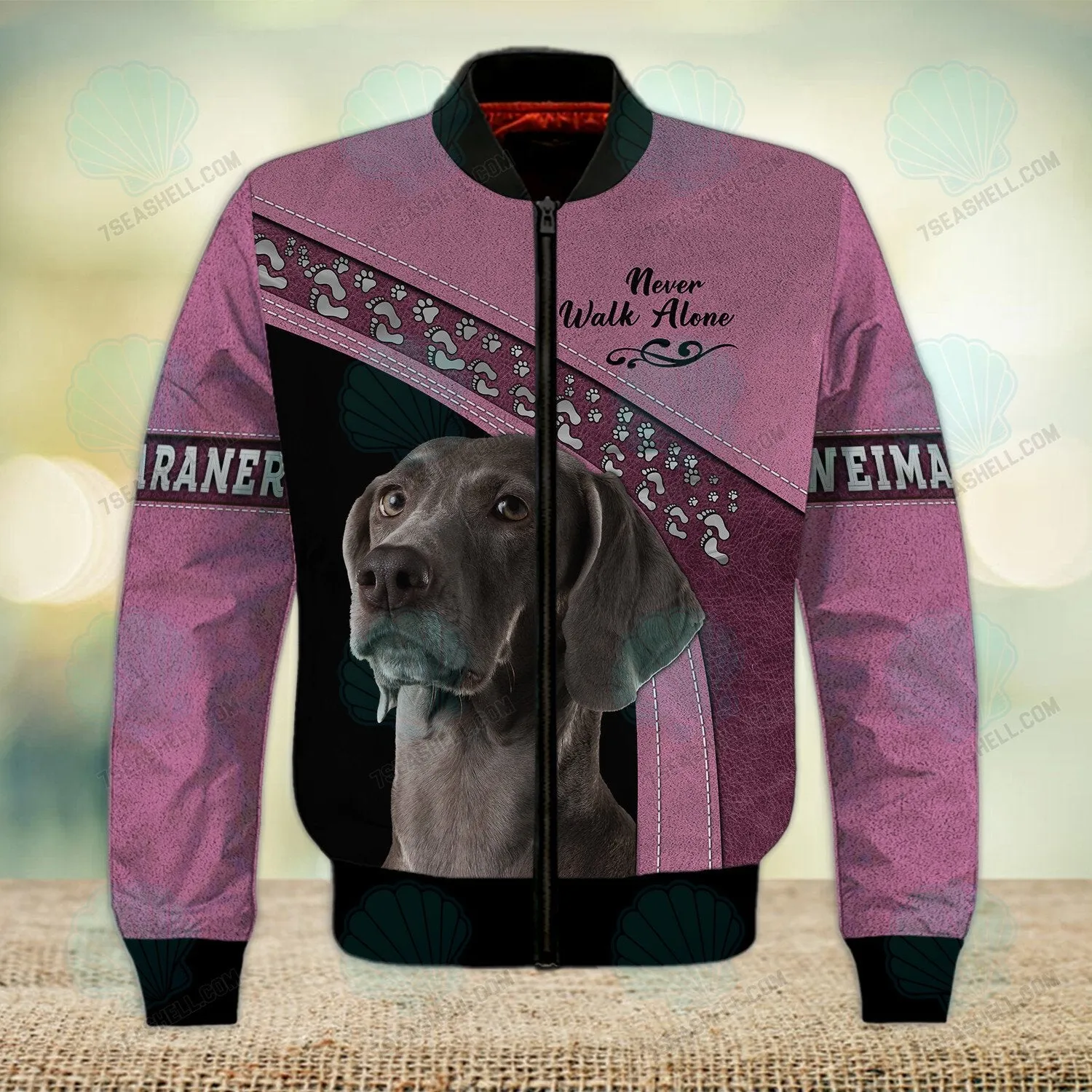 Weimaraner Love Pink Never Walk Alone 3D Full Print Shirts, Christmas Dog Memorial Gifts for loss of Dog