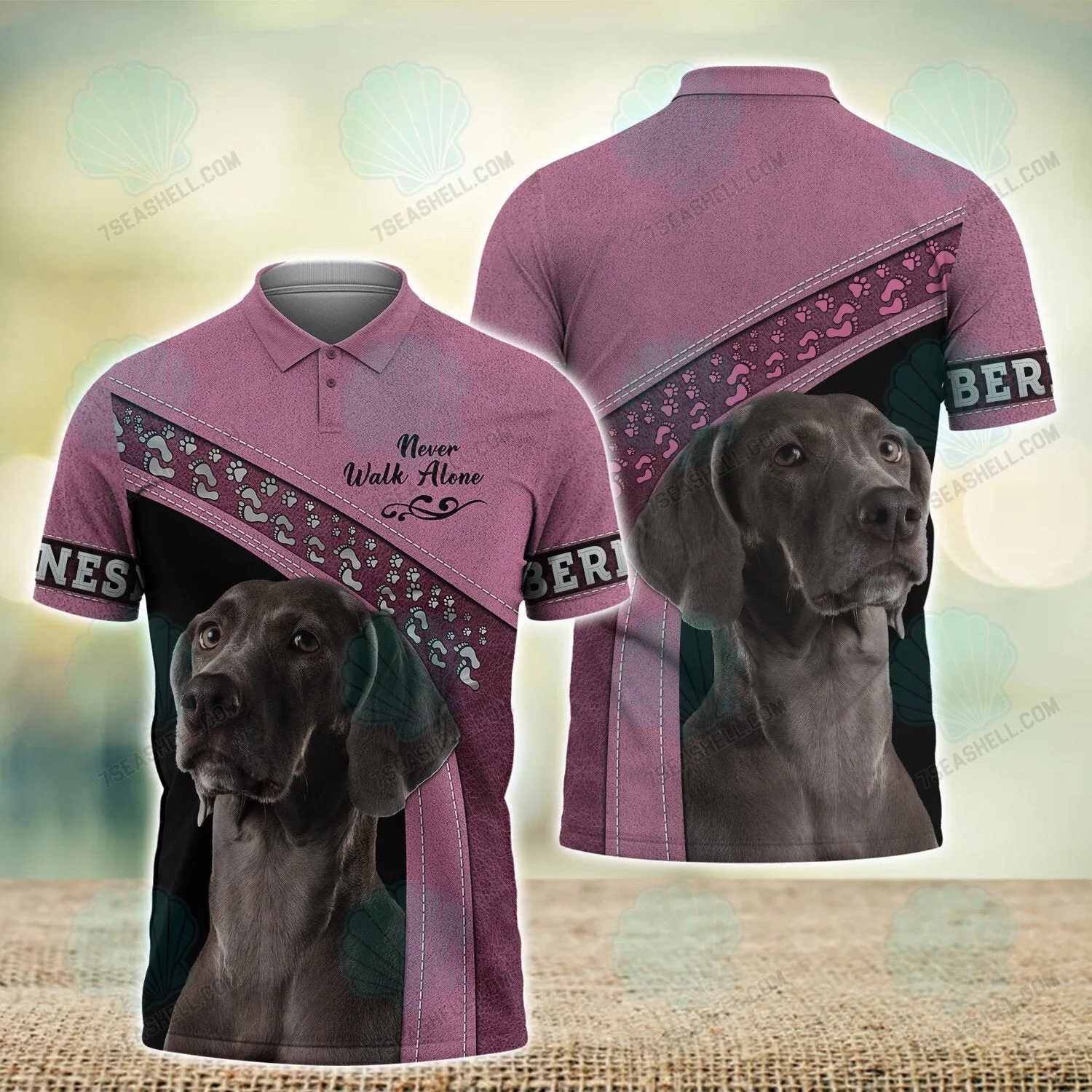 Weimaraner Love Pink Never Walk Alone 3D Full Print Shirts, Christmas Dog Memorial Gifts for loss of Dog