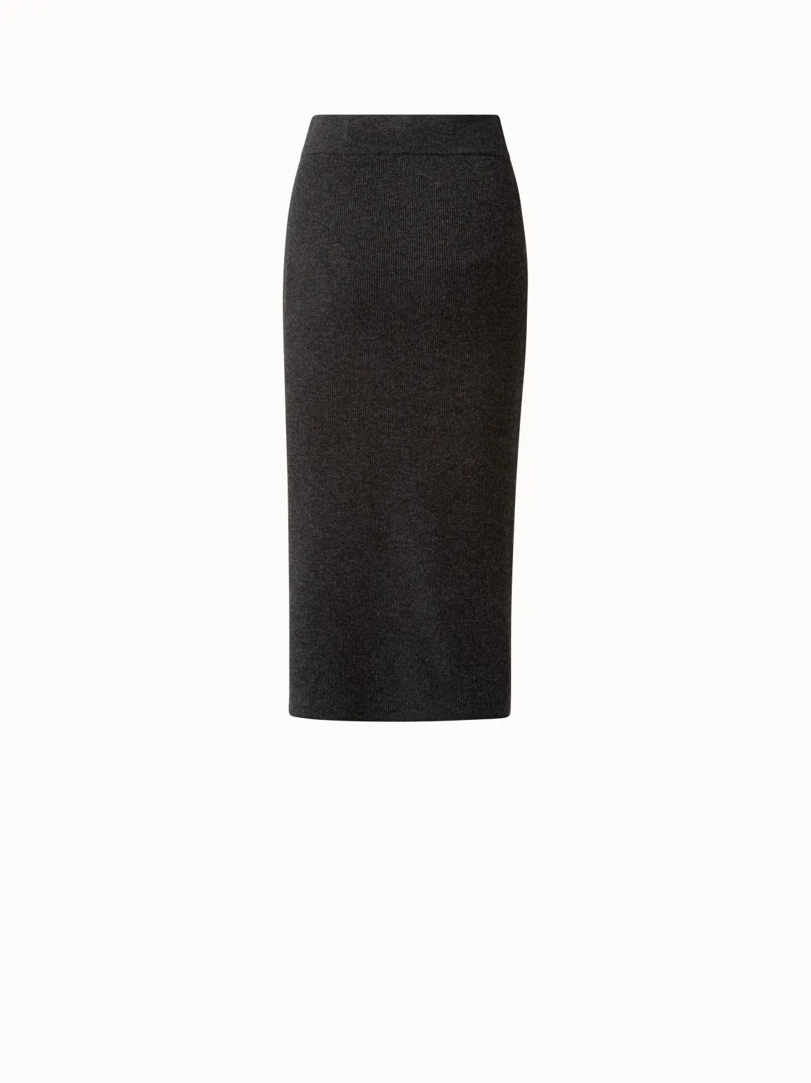 Wool Cashmere Ribbed Knit Skirt